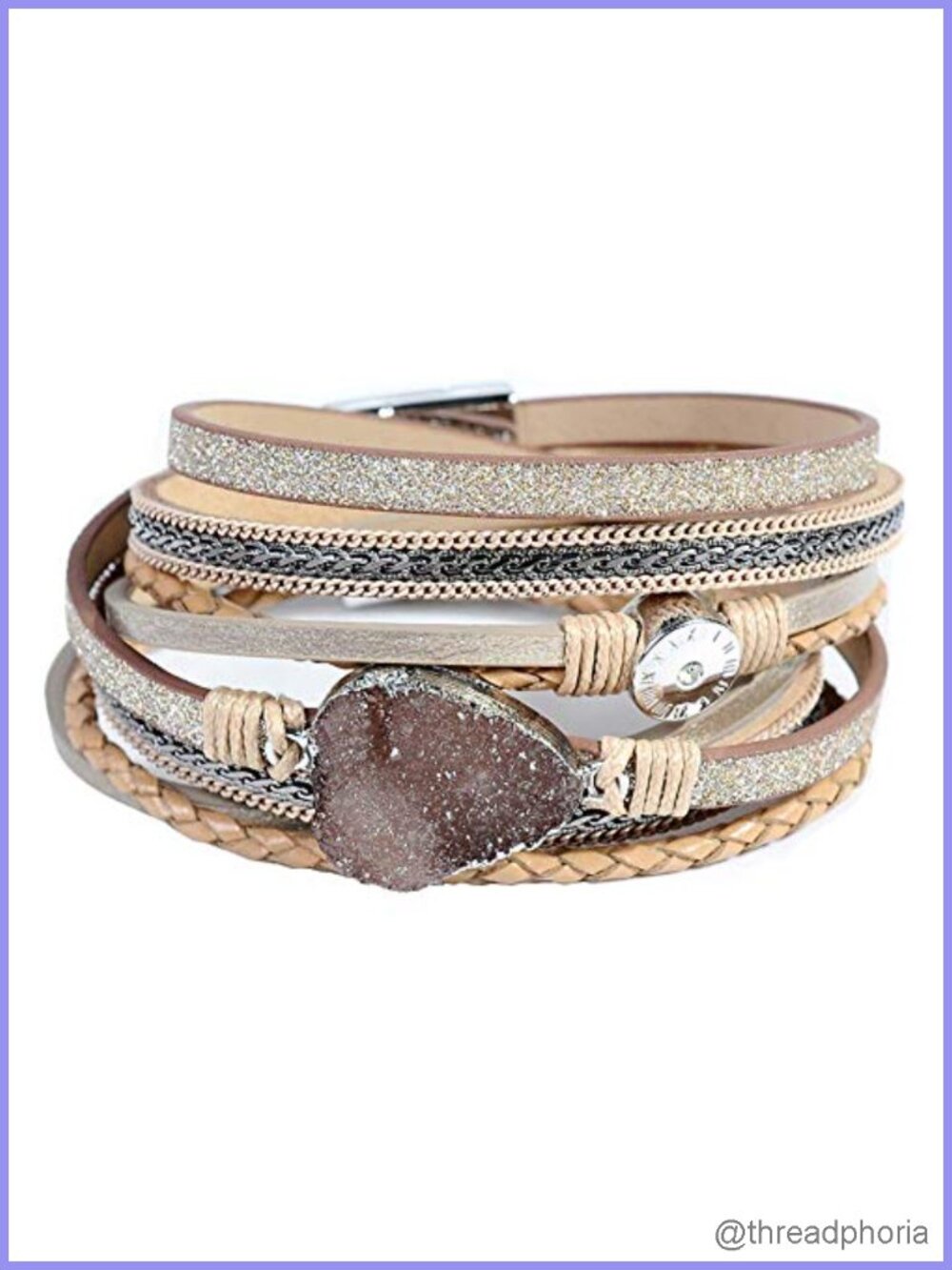 Genuine Leather Wrap Bracelet for Women with Pearl Beaded Bangle Stack Jewelry